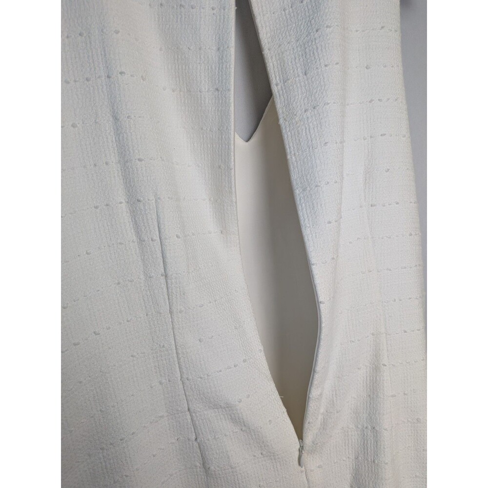 Loft Dress Women’s 6 V-Neck White Shift Sleeveless Lined Striped Embroidered - Picture 13 of 16